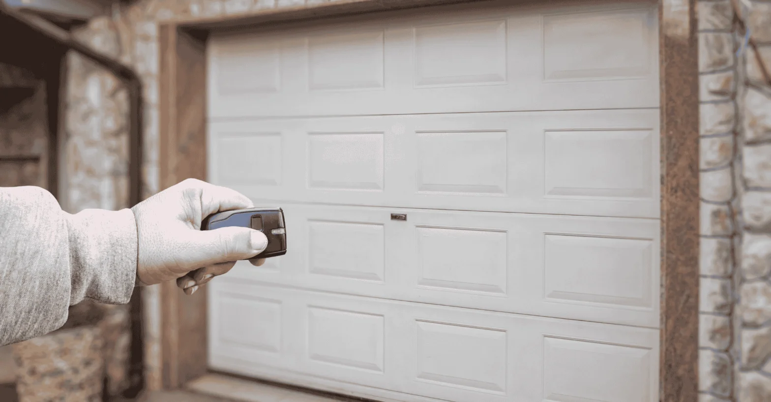 man opening garage door